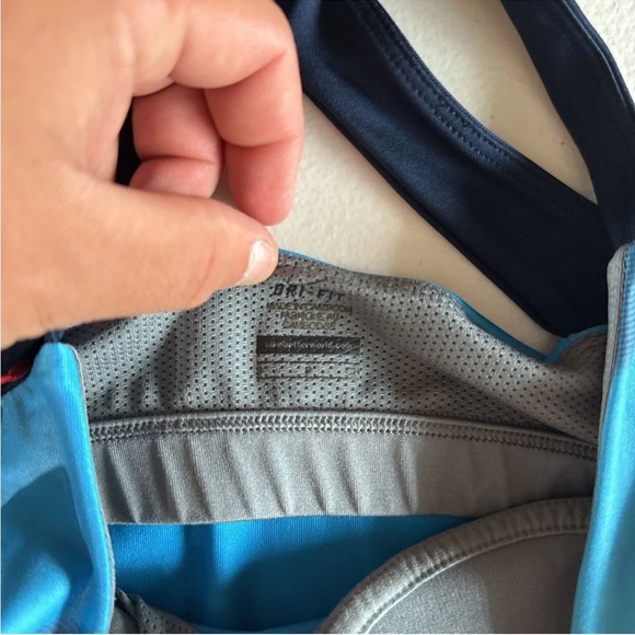 Nike Dri-FIT Racerback Striped Athletic Tank Top Blue Size S - Picture 2 of 3